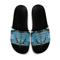 Aotearoa Iwi Ngati Porou Slide Sandals Maori Kowhaiwhai Pattern LT19 Blue - Polynesian Pride