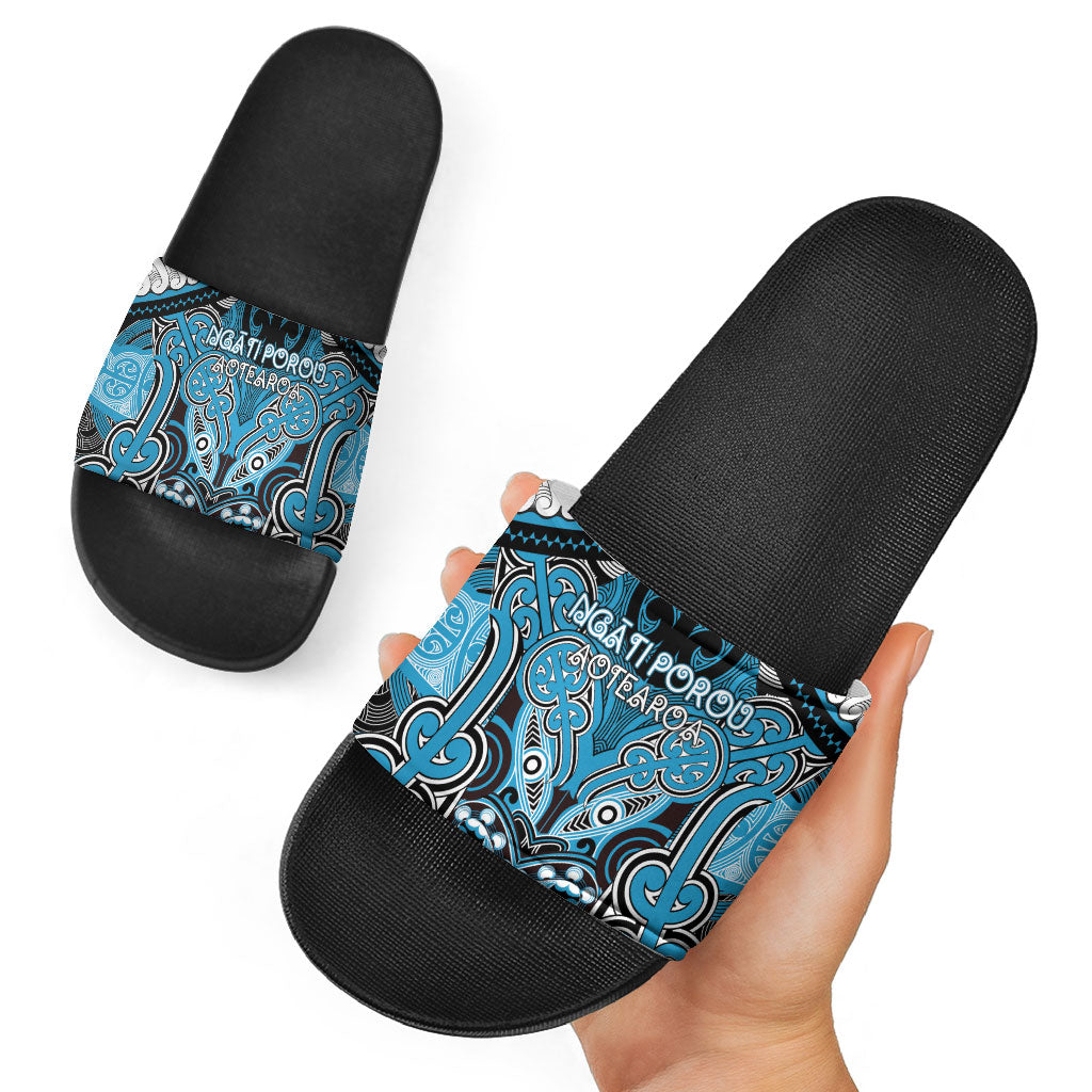 Aotearoa Iwi Ngati Porou Slide Sandals Maori Kowhaiwhai Pattern LT19 - Polynesian Pride