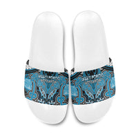 Aotearoa Iwi Ngati Porou Slide Sandals Maori Kowhaiwhai Pattern LT19 Blue - Polynesian Pride