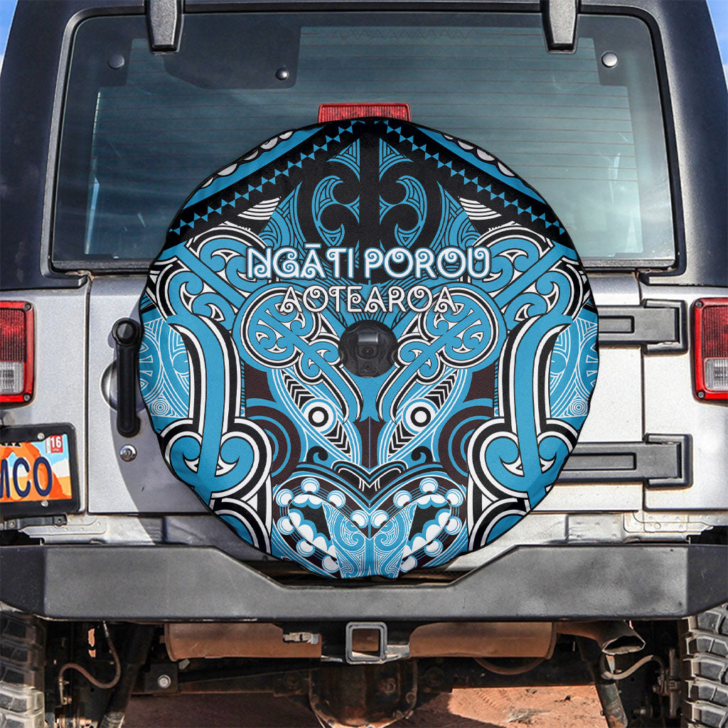 Aotearoa Iwi Ngati Porou Spare Tire Cover Maori Kowhaiwhai Pattern LT19 Blue - Polynesian Pride