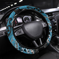 Aotearoa Iwi Ngati Porou Steering Wheel Cover Maori Kowhaiwhai Pattern LT19 Universal Fit Blue - Polynesian Pride