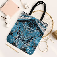 Aotearoa Iwi Ngati Porou Tote Bag Maori Kowhaiwhai Pattern LT19 Black Strap One Size Blue - Polynesian Pride