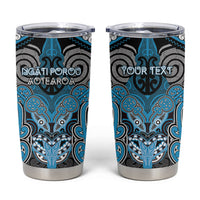 Aotearoa Iwi Ngati Porou Personalised Tumbler Cup Maori Kowhaiwhai Pattern LT19 Blue - Polynesian Pride