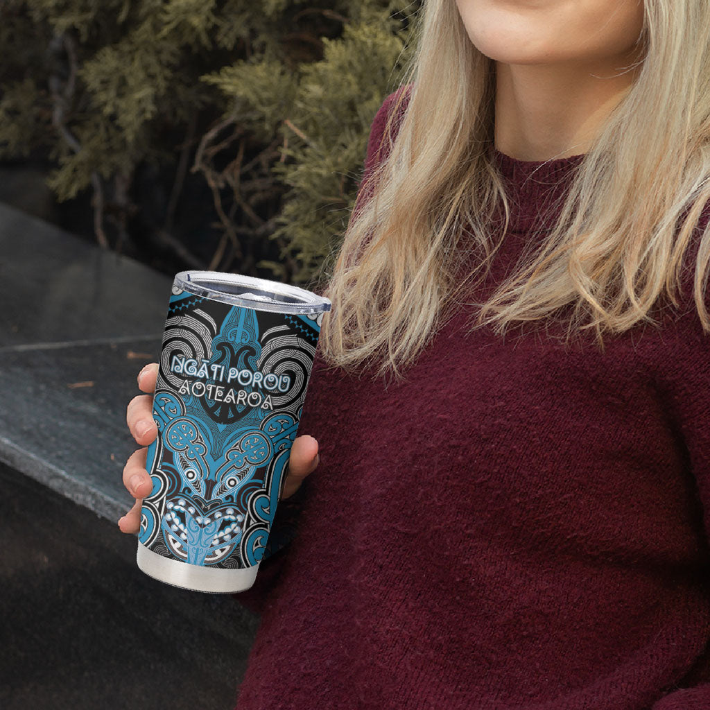 Aotearoa Iwi Ngati Porou Personalised Tumbler Cup Maori Kowhaiwhai Pattern LT19 - Polynesian Pride