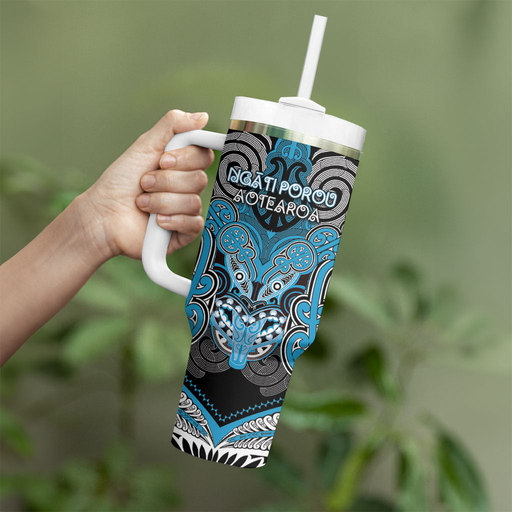Aotearoa Iwi Ngati Porou Personalised Tumbler With Handle Maori Kowhaiwhai Pattern LT19 - Polynesian Pride