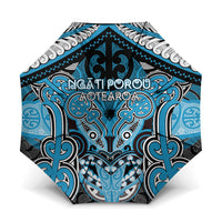 Aotearoa Iwi Ngati Porou Umbrella Maori Kowhaiwhai Pattern LT19 One Size Folded 11.42 inch Opened Diameter 37.4 inch Blue - Polynesian Pride