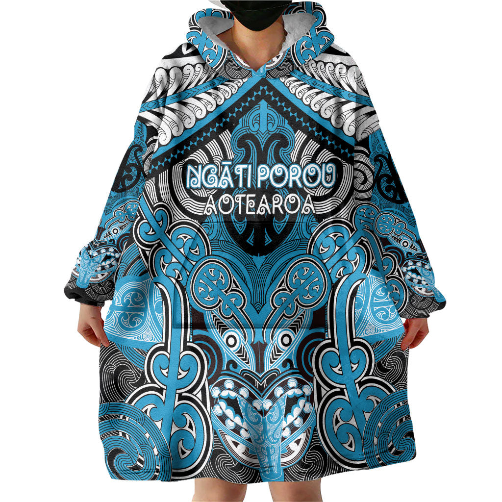 Aotearoa Iwi Ngati Porou Personalised Wearable Blanket Hoodie Maori Kowhaiwhai Pattern LT19 - Polynesian Pride