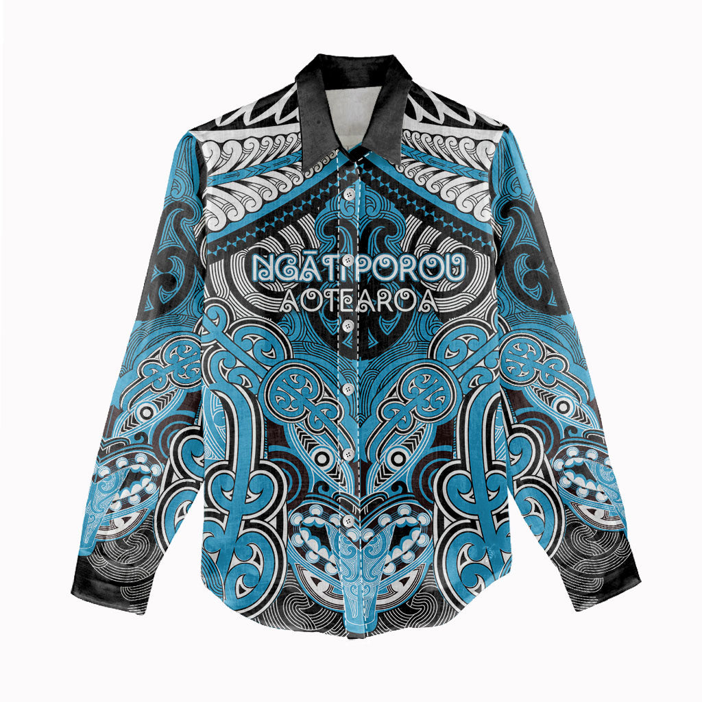 Aotearoa Iwi Ngati Porou Personalised Women Casual Shirt Maori Kowhaiwhai Pattern LT19 - Polynesian Pride