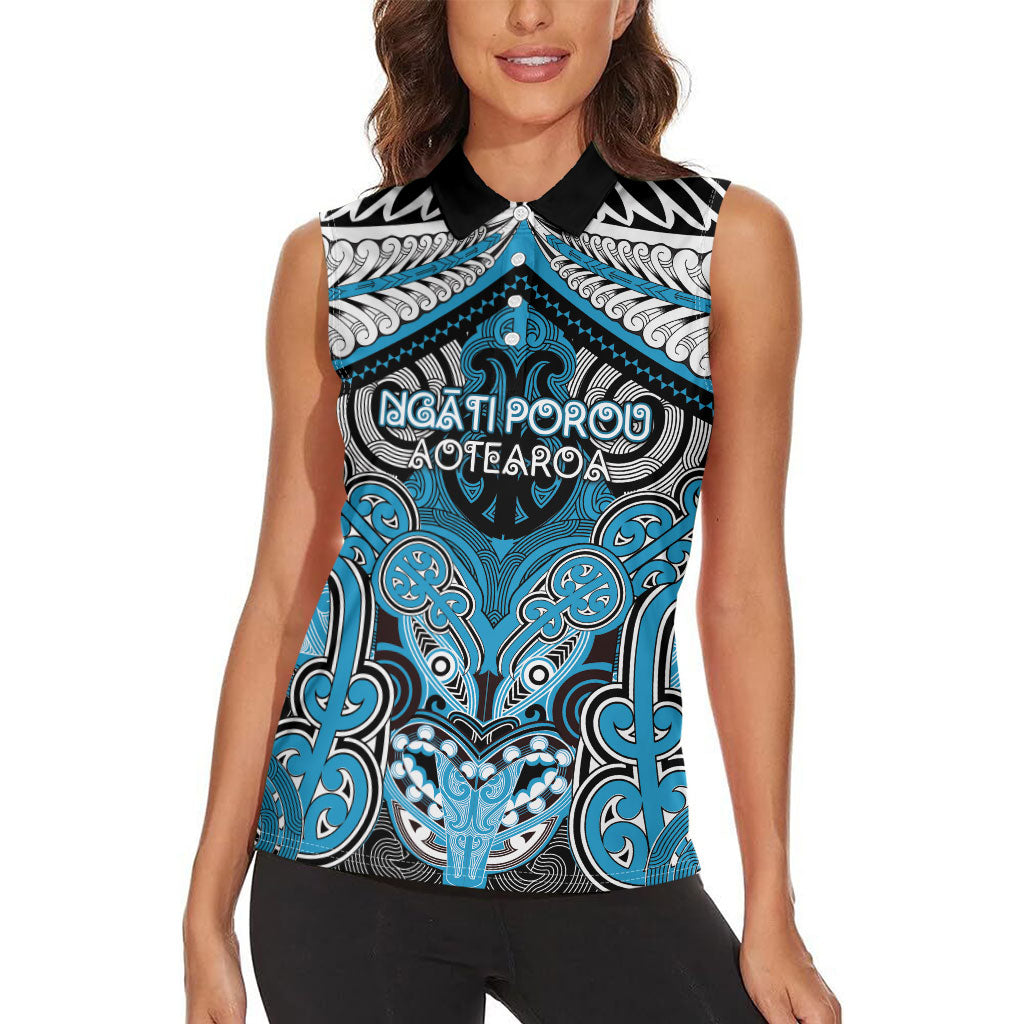 Aotearoa Iwi Ngati Porou Personalised Women Sleeveless Polo Shirt Maori Kowhaiwhai Pattern LT19 - Polynesian Pride