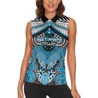 Aotearoa Iwi Ngati Porou Personalised Women Sleeveless Polo Shirt Maori Kowhaiwhai Pattern LT19 - Polynesian Pride
