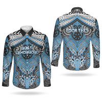 Aotearoa Iwi Ngati Kahungunu Personalised Couples Matching Off Shoulder Maxi Dress and Long Sleeve Button Shirt Maori Kowhaiwhai Pattern LT19 - Polynesian Pride