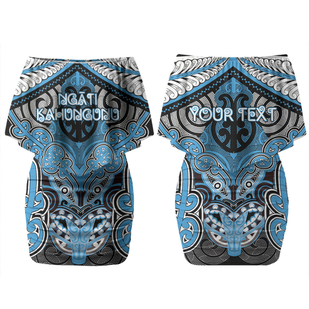 Aotearoa Iwi Ngati Kahungunu Personalised Couples Matching Off Shoulder Short Dress and Long Sleeve Button Shirt Maori Kowhaiwhai Pattern LT19 - Polynesian Pride