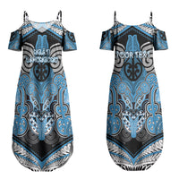 Aotearoa Iwi Ngati Kahungunu Personalised Couples Matching Summer Maxi Dress and Long Sleeve Button Shirt Maori Kowhaiwhai Pattern LT19 - Polynesian Pride