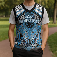 Aotearoa Iwi Ngati Kahungunu Personalised Christmas Knitted V-Neck Vest Maori Kowhaiwhai Pattern LT19 - Polynesian Pride