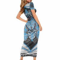 Aotearoa Iwi Ngati Kahungunu Personalised Short Sleeve Bodycon Dress Maori Kowhaiwhai Pattern LT19 - Polynesian Pride