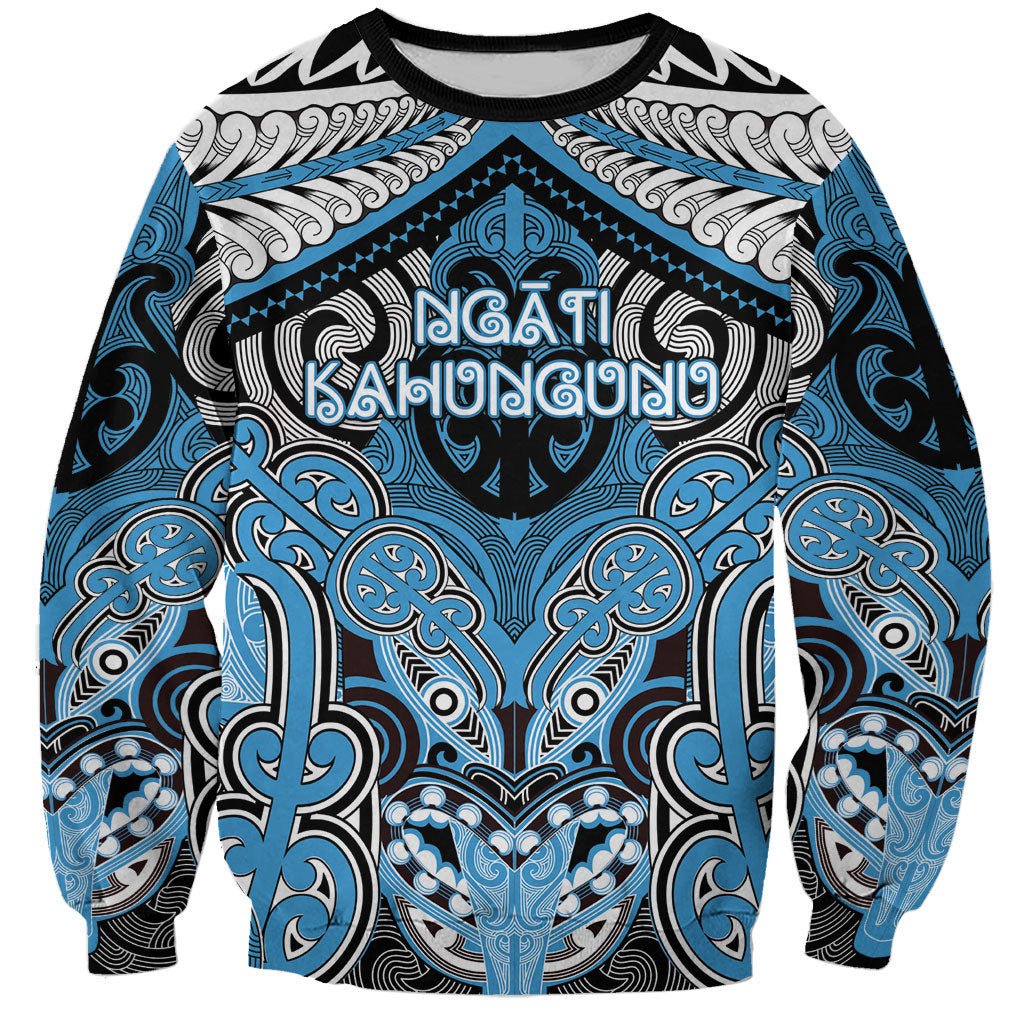Aotearoa Iwi Ngati Kahungunu Personalised Sweatshirt Maori Kowhaiwhai Pattern LT19 Unisex Blue - Polynesian Pride