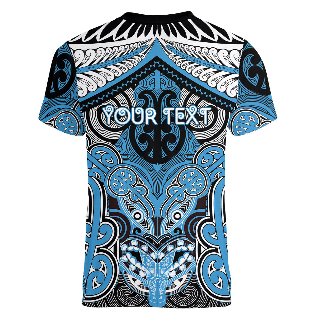 Aotearoa Iwi Ngati Kahungunu Personalised Women V-Neck T-Shirt Maori Kowhaiwhai Pattern LT19 - Polynesian Pride