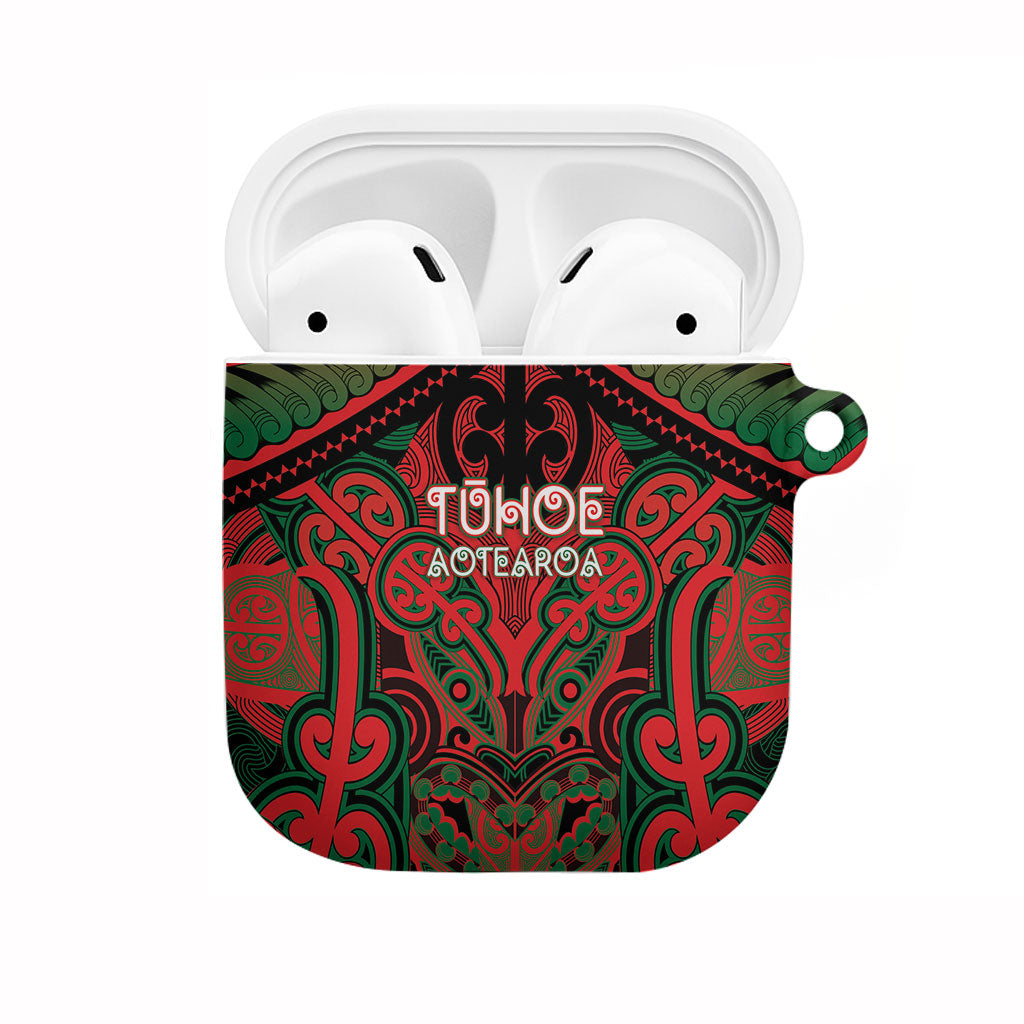 Aotearoa Iwi Tuhoe AirPods Case Maori Kowhaiwhai Pattern LT19 Red - Polynesian Pride