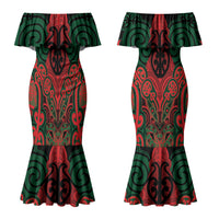 Aotearoa Iwi Tuhoe Personalised Couples Matching Mermaid Dress and Hawaiian Shirt Maori Kowhaiwhai Pattern LT19 - Polynesian Pride