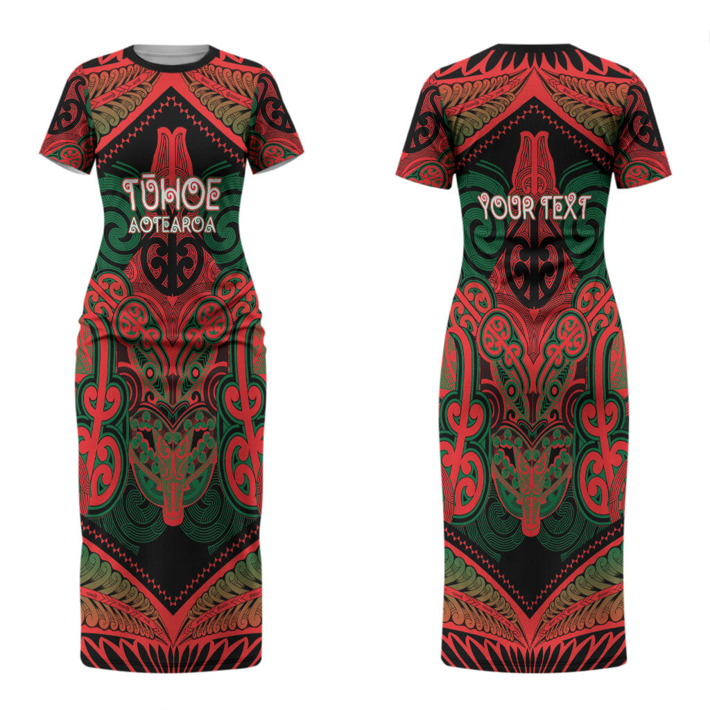 Aotearoa Iwi Tuhoe Personalised Couples Matching Short Sleeve Bodycon Dress and Hawaiian Shirt Maori Kowhaiwhai Pattern LT19 - Polynesian Pride