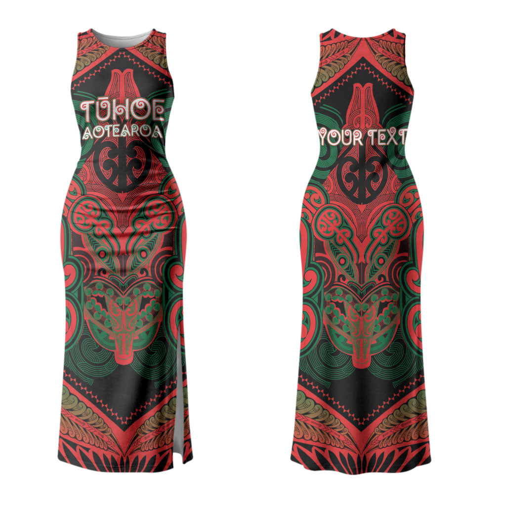 Aotearoa Iwi Tuhoe Personalised Couples Matching Tank Maxi Dress and Hawaiian Shirt Maori Kowhaiwhai Pattern LT19 - Polynesian Pride