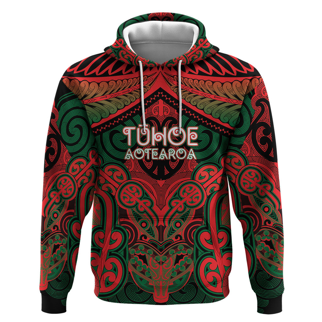 Aotearoa Iwi Tuhoe Personalised Hoodie Maori Kowhaiwhai Pattern LT19 Pullover Hoodie Red - Polynesian Pride