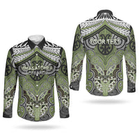 Aotearoa Iwi Whakatohea Personalised Couples Matching Long Sleeve Bodycon Dress and Long Sleeve Button Shirt Maori Kowhaiwhai Pattern LT19 - Polynesian Pride
