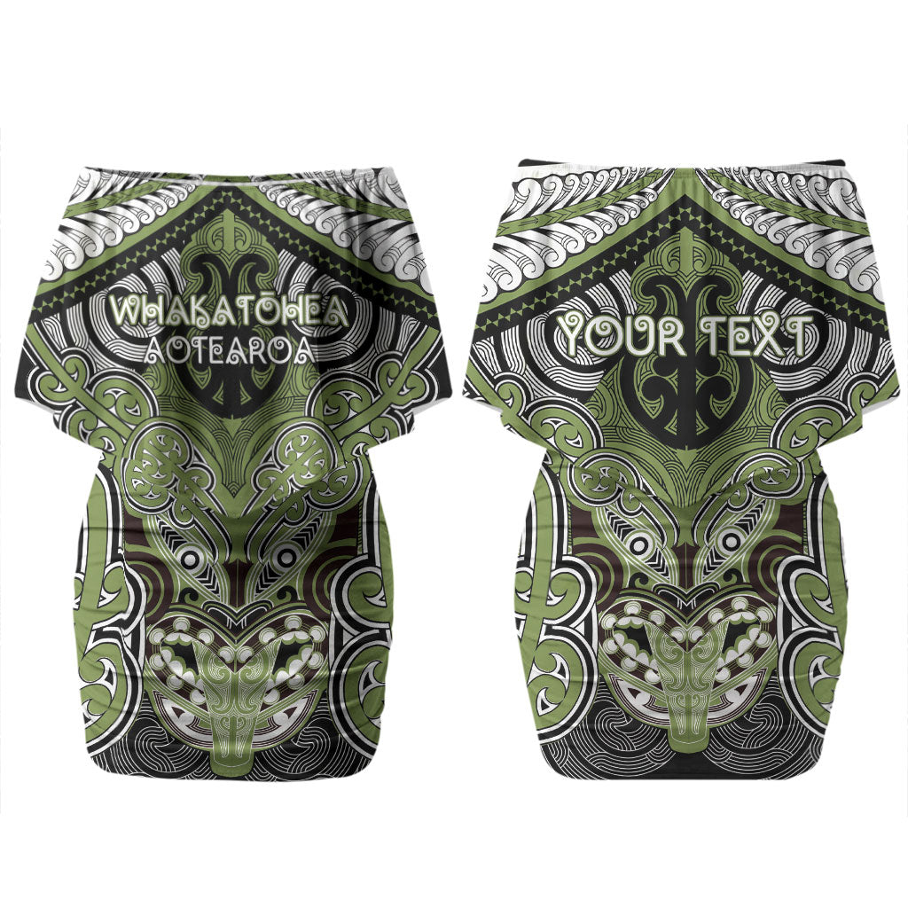Aotearoa Iwi Whakatohea Personalised Couples Matching Off Shoulder Short Dress and Hawaiian Shirt Maori Kowhaiwhai Pattern LT19 - Polynesian Pride