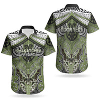 Aotearoa Iwi Whakatohea Personalised Couples Matching Off Shoulder Short Dress and Hawaiian Shirt Maori Kowhaiwhai Pattern LT19 - Polynesian Pride