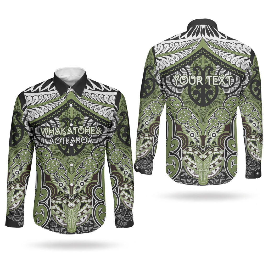 Aotearoa Iwi Whakatohea Personalised Couples Matching Off The Shoulder Long Sleeve Dress and Long Sleeve Button Shirt Maori Kowhaiwhai Pattern LT19 - Polynesian Pride