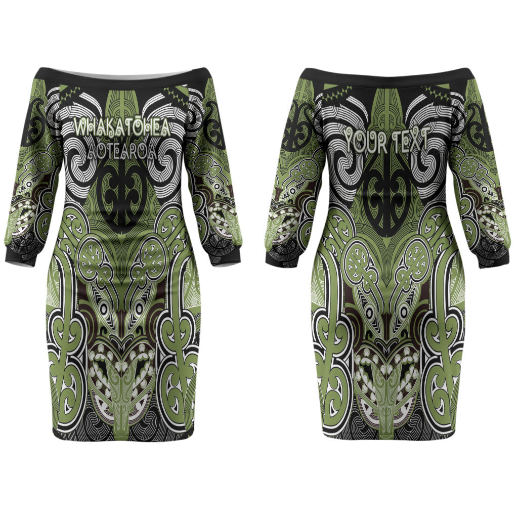 Aotearoa Iwi Whakatohea Personalised Couples Matching Off The Shoulder Long Sleeve Dress and Long Sleeve Button Shirt Maori Kowhaiwhai Pattern LT19 - Polynesian Pride