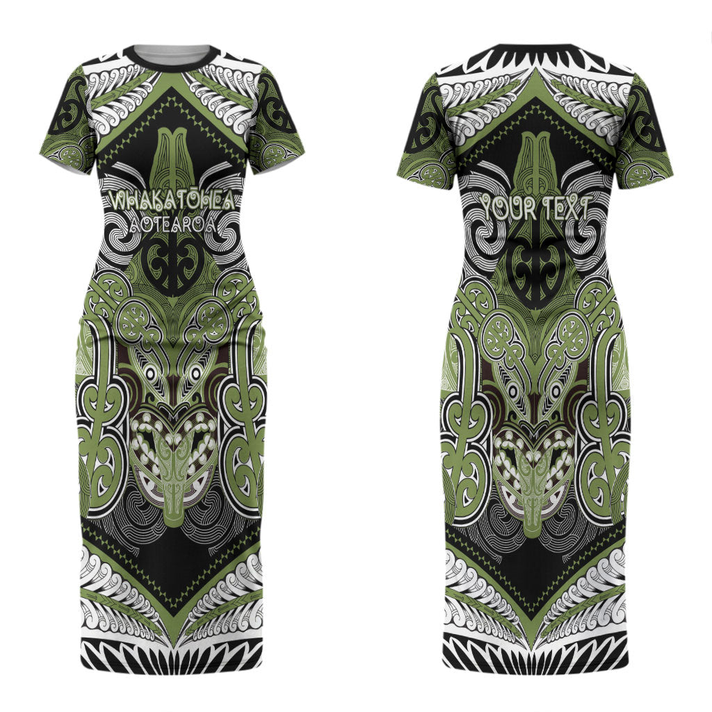 Aotearoa Iwi Whakatohea Personalised Couples Matching Short Sleeve Bodycon Dress and Long Sleeve Button Shirt Maori Kowhaiwhai Pattern LT19 - Polynesian Pride