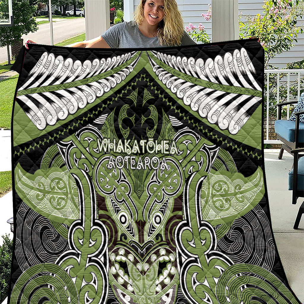 Aotearoa Iwi Whakatohea Quilt Maori Kowhaiwhai Pattern LT19 Olive Green - Polynesian Pride