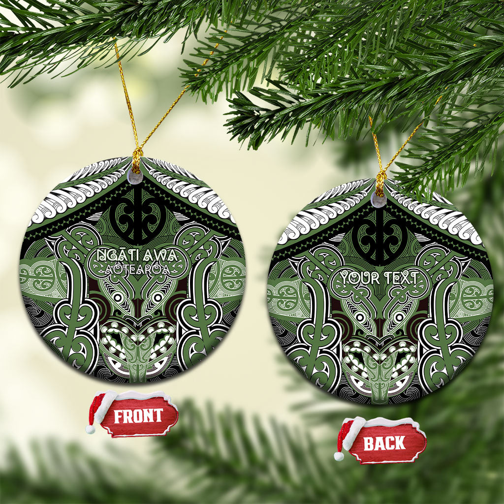 Aotearoa Iwi Ngati Awa Personalised Ceramic Ornament Maori Kowhaiwhai Pattern LT19 Circle Green - Polynesian Pride