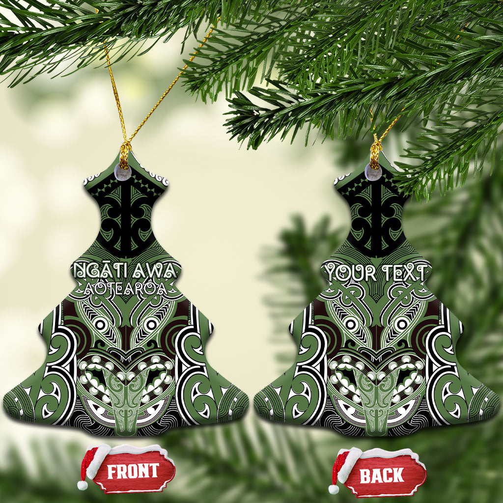 Aotearoa Iwi Ngati Awa Personalised Ceramic Ornament Maori Kowhaiwhai Pattern LT19 Christmas Tree Green - Polynesian Pride