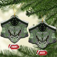 Aotearoa Iwi Ngati Awa Personalised Ceramic Ornament Maori Kowhaiwhai Pattern LT19 Snow Flake Green - Polynesian Pride