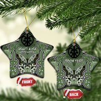 Aotearoa Iwi Ngati Awa Personalised Ceramic Ornament Maori Kowhaiwhai Pattern LT19 Star Green - Polynesian Pride
