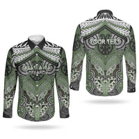 Aotearoa Iwi Ngati Awa Personalised Couples Matching Long Sleeve Bodycon Dress and Long Sleeve Button Shirt Maori Kowhaiwhai Pattern LT19 - Polynesian Pride