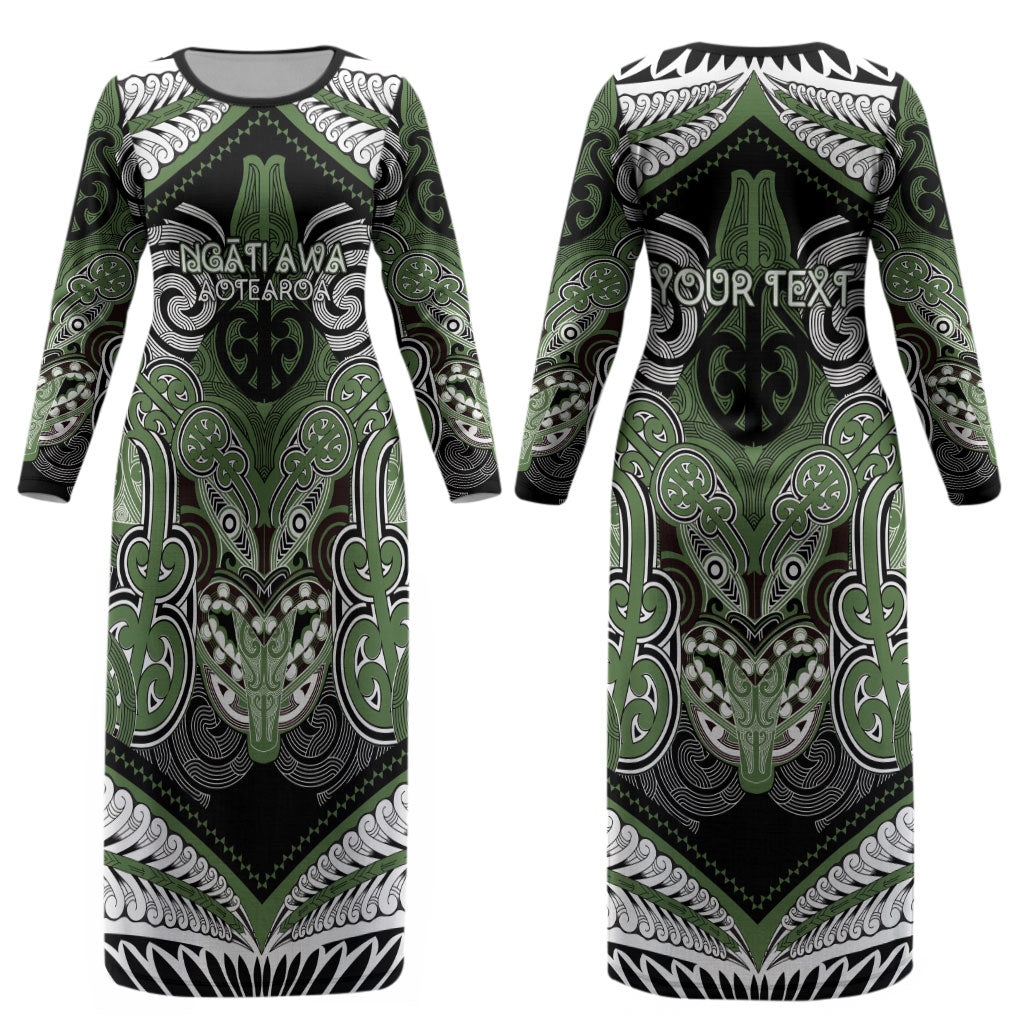 Aotearoa Iwi Ngati Awa Personalised Couples Matching Long Sleeve Bodycon Dress and Long Sleeve Button Shirt Maori Kowhaiwhai Pattern LT19 - Polynesian Pride