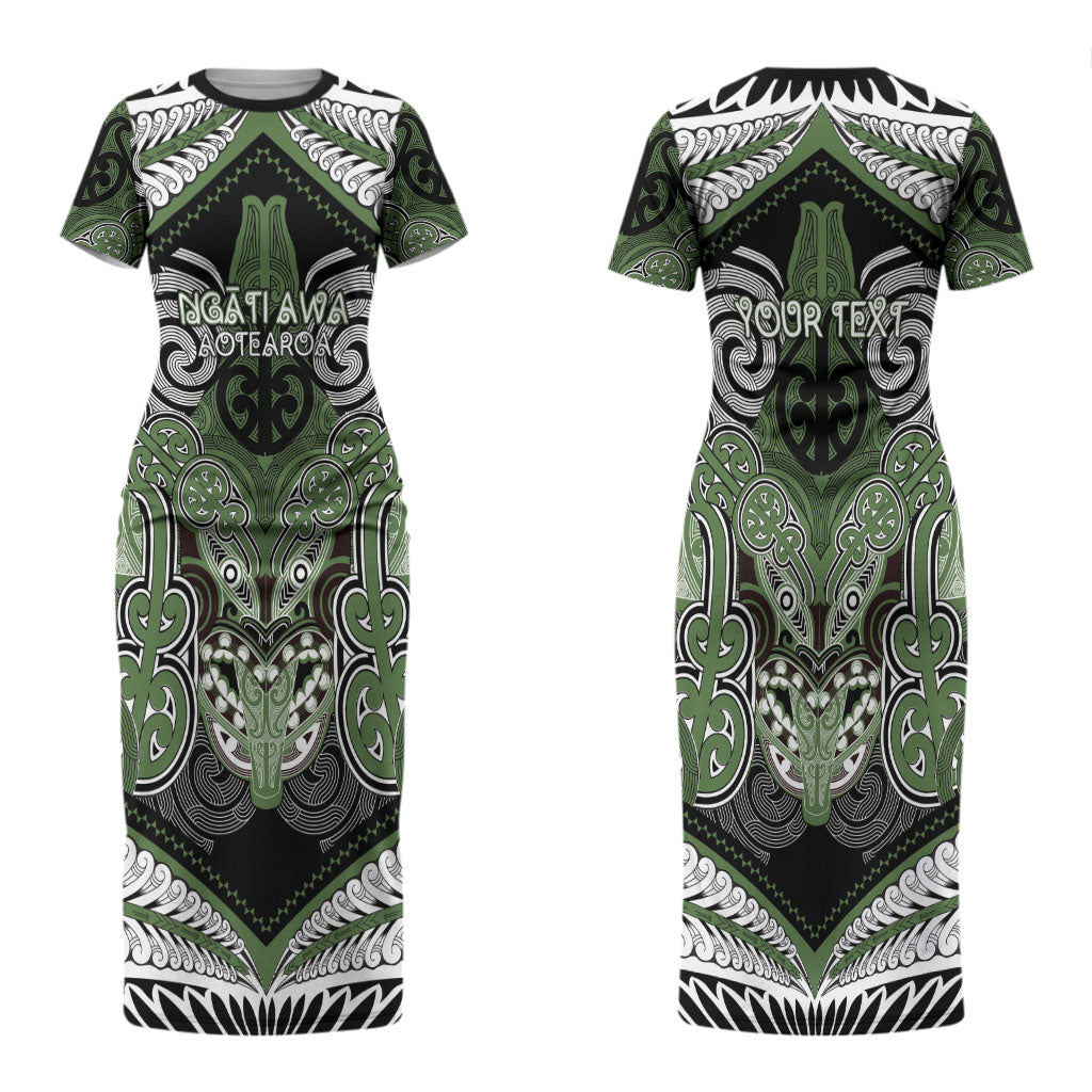 Aotearoa Iwi Ngati Awa Personalised Couples Matching Short Sleeve Bodycon Dress and Long Sleeve Button Shirt Maori Kowhaiwhai Pattern LT19 - Polynesian Pride