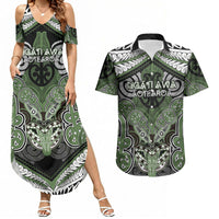 Aotearoa Iwi Ngati Awa Personalised Couples Matching Summer Maxi Dress and Hawaiian Shirt Maori Kowhaiwhai Pattern LT19 Green - Polynesian Pride