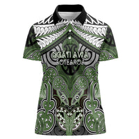Aotearoa Iwi Ngati Awa Personalised Women Polo Shirt Maori Kowhaiwhai Pattern LT19 Female Green - Polynesian Pride