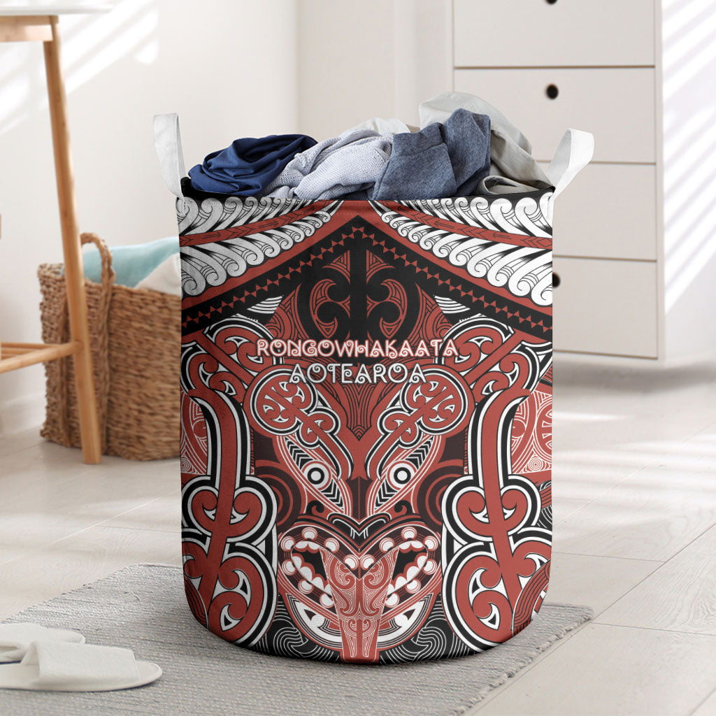 Aotearoa Iwi Rongowhakaata Laundry Basket Maori Kowhaiwhai Pattern LT19 Red - Polynesian Pride
