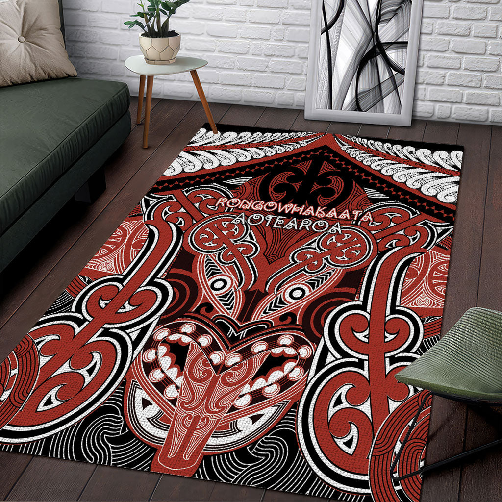 Aotearoa Iwi Rongowhakaata Area Rug Maori Kowhaiwhai Pattern LT19 Red - Polynesian Pride