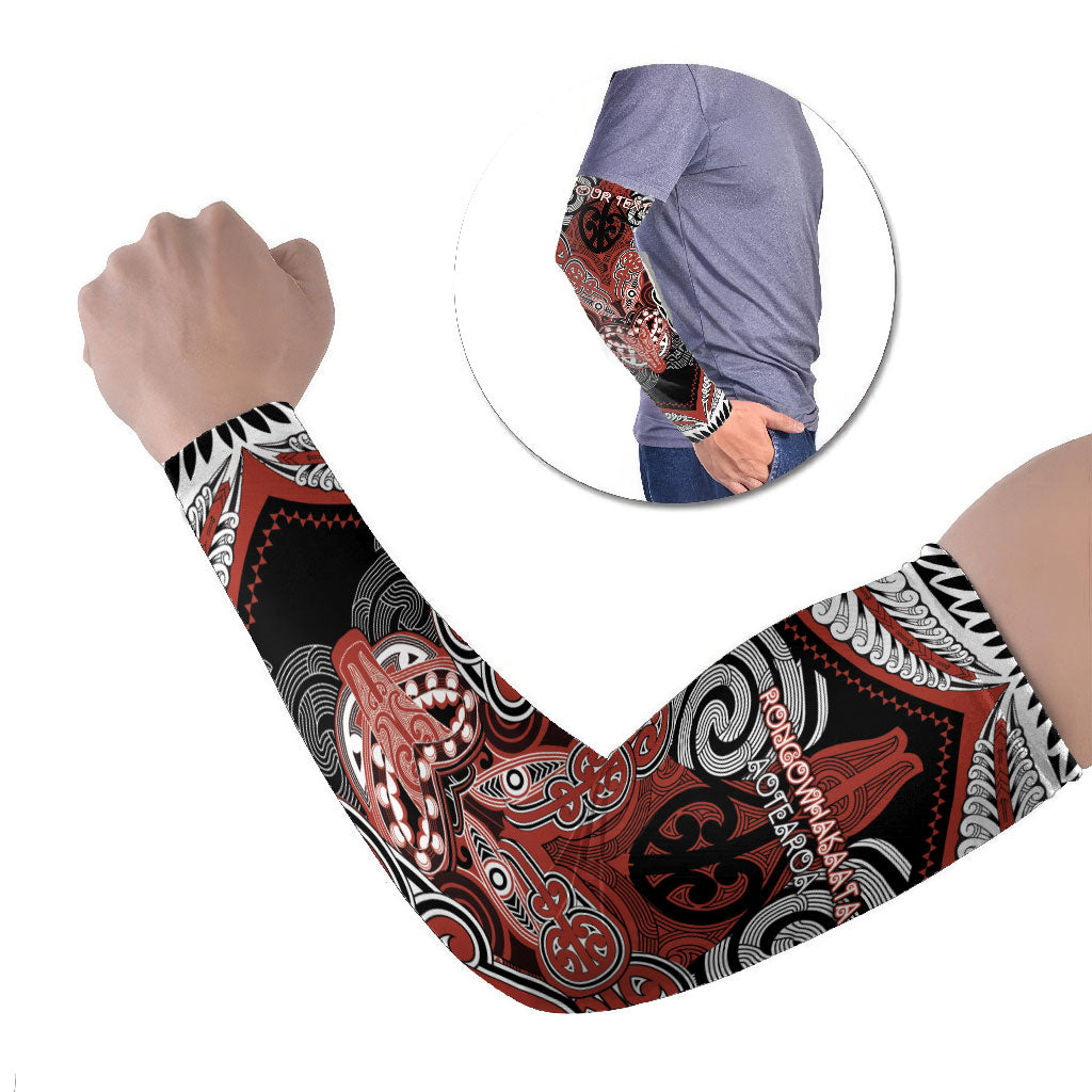 Aotearoa Iwi Rongowhakaata Personalised Arm Sleeves Maori Kowhaiwhai Pattern LT19 Set of 2 Red - Polynesian Pride