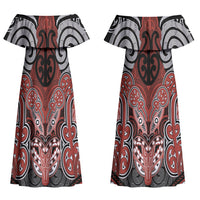 Aotearoa Iwi Rongowhakaata Personalised Couples Matching Off Shoulder Maxi Dress and Hawaiian Shirt Maori Kowhaiwhai Pattern LT19 - Polynesian Pride