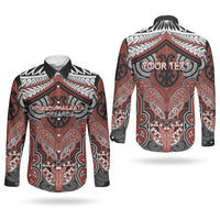 Aotearoa Iwi Rongowhakaata Personalised Couples Matching Off Shoulder Maxi Dress and Long Sleeve Button Shirt Maori Kowhaiwhai Pattern LT19 - Polynesian Pride