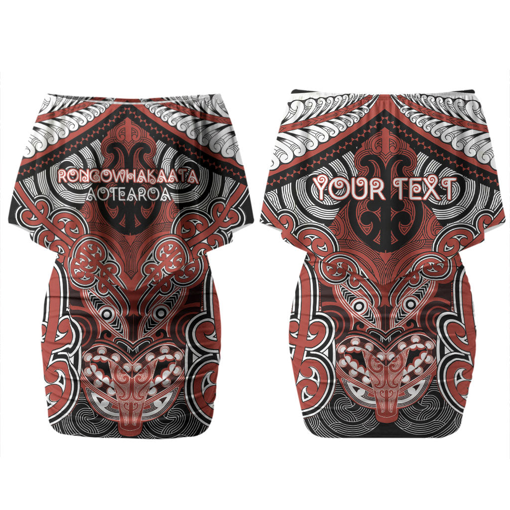 Aotearoa Iwi Rongowhakaata Personalised Couples Matching Off Shoulder Short Dress and Long Sleeve Button Shirt Maori Kowhaiwhai Pattern LT19 - Polynesian Pride