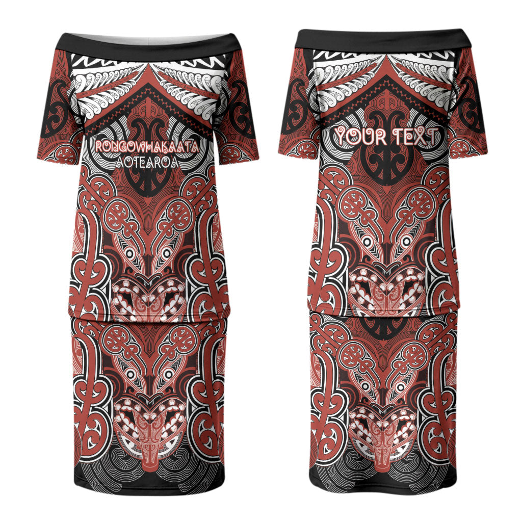 Aotearoa Iwi Rongowhakaata Personalised Couples Matching Puletasi and Hawaiian Shirt Maori Kowhaiwhai Pattern LT19 - Polynesian Pride