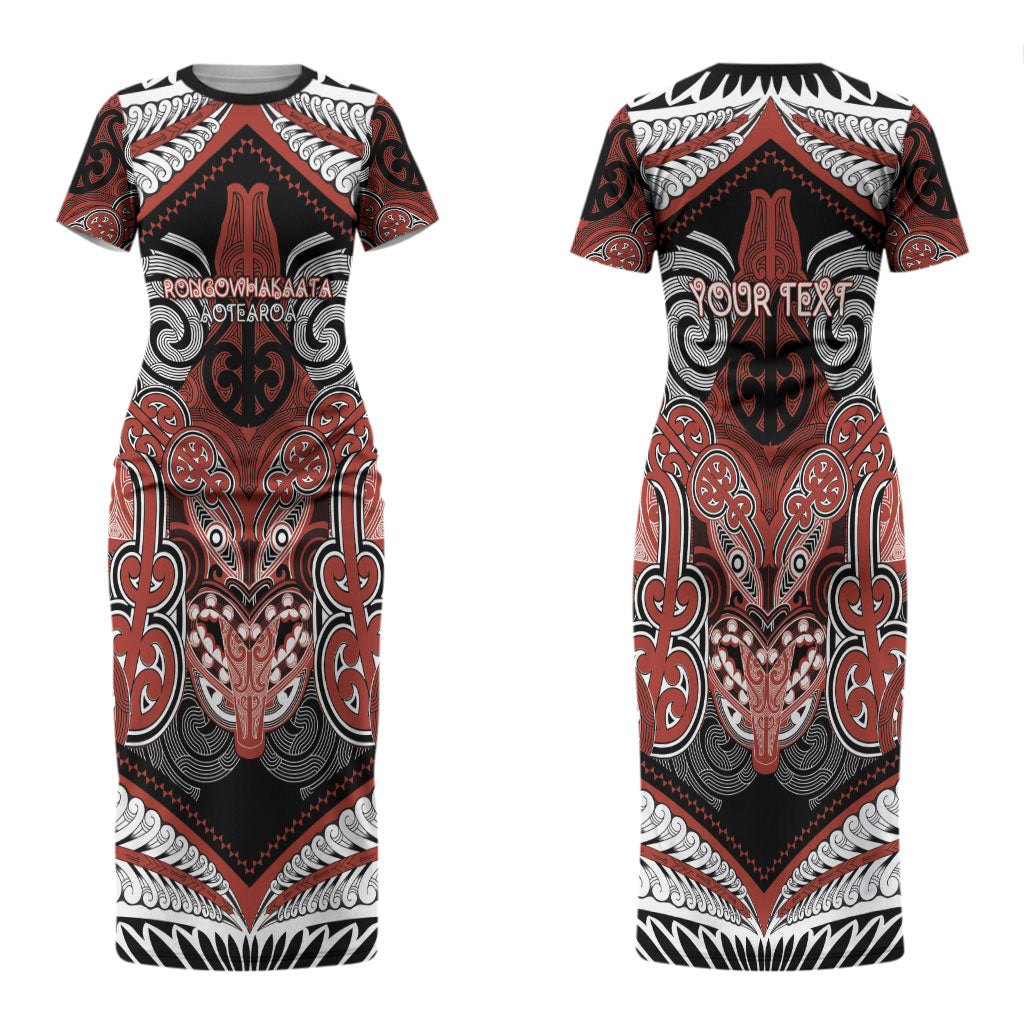Aotearoa Iwi Rongowhakaata Personalised Couples Matching Short Sleeve Bodycon Dress and Long Sleeve Button Shirt Maori Kowhaiwhai Pattern LT19 - Polynesian Pride